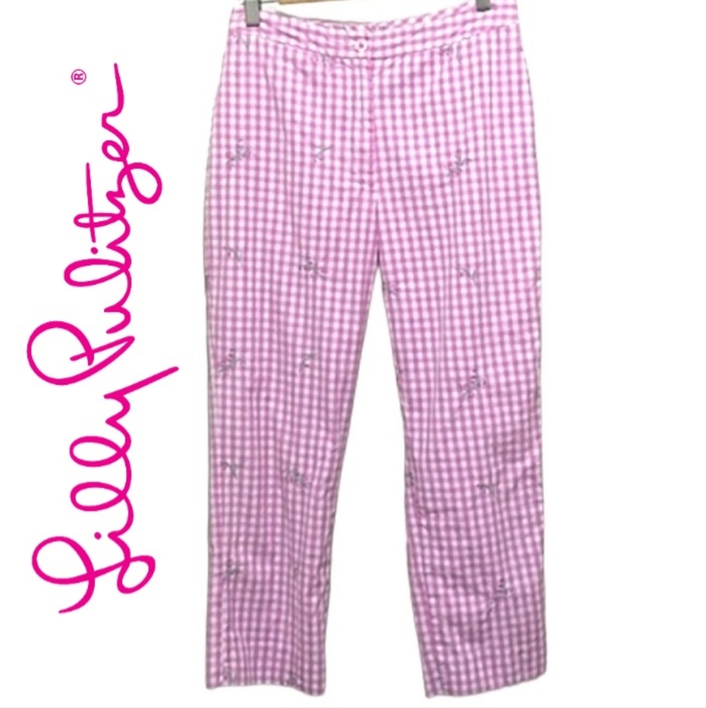 Lilly Pulitzer Pink White Gingham Capris🎀